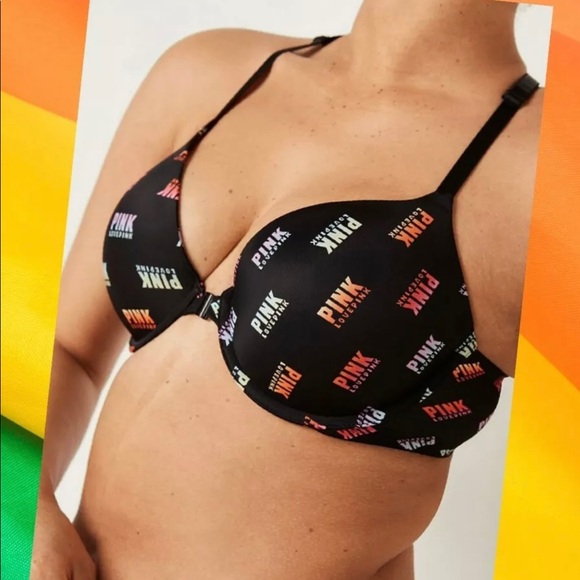 VS PINK Everywhere bra Size 38B Front Close
Strappy Back Rainbow Logo New - Picture 2 of 7